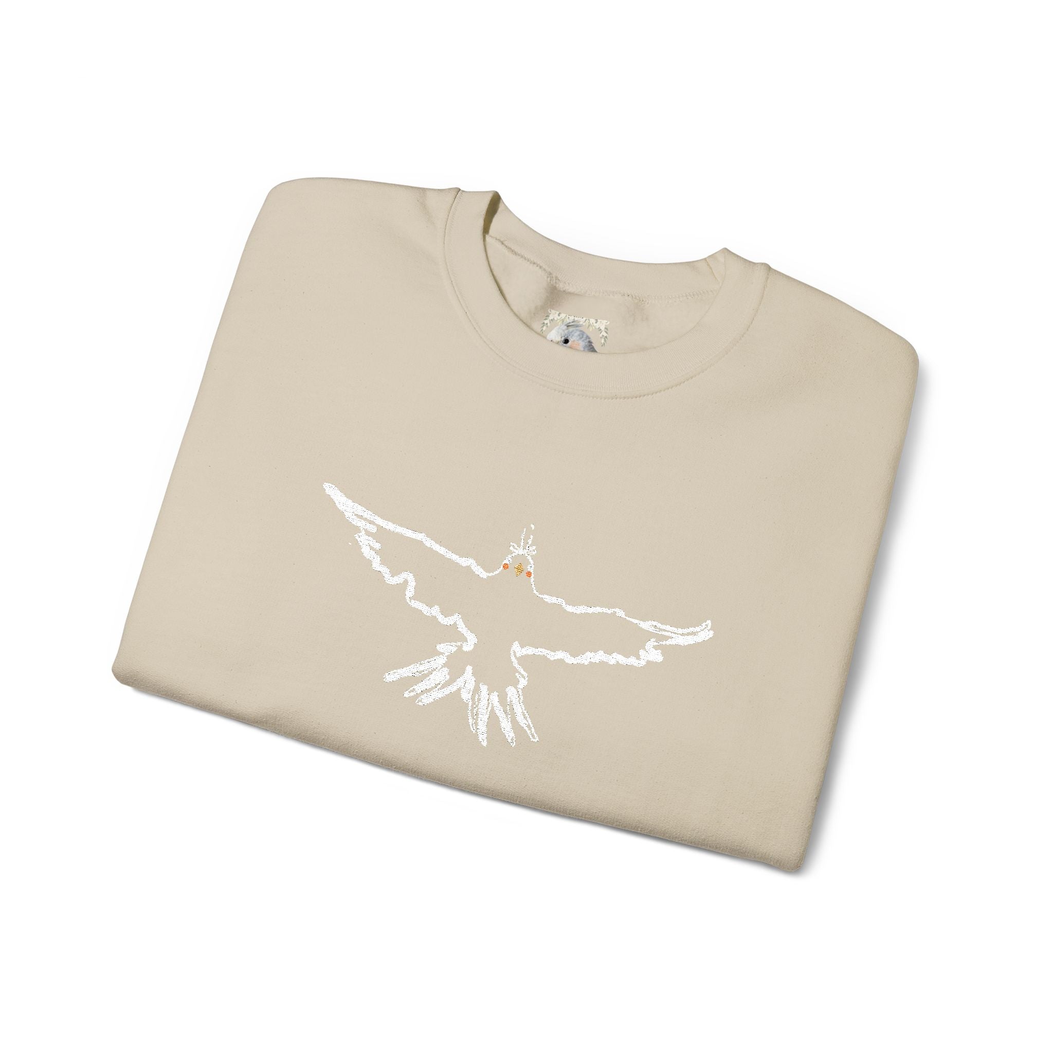 Unisex Heavy Blend™ Crewneck Sweatshirt – Minimalist Flying Cockatiel Design | Gildan 18000 Bird Lover Apparel