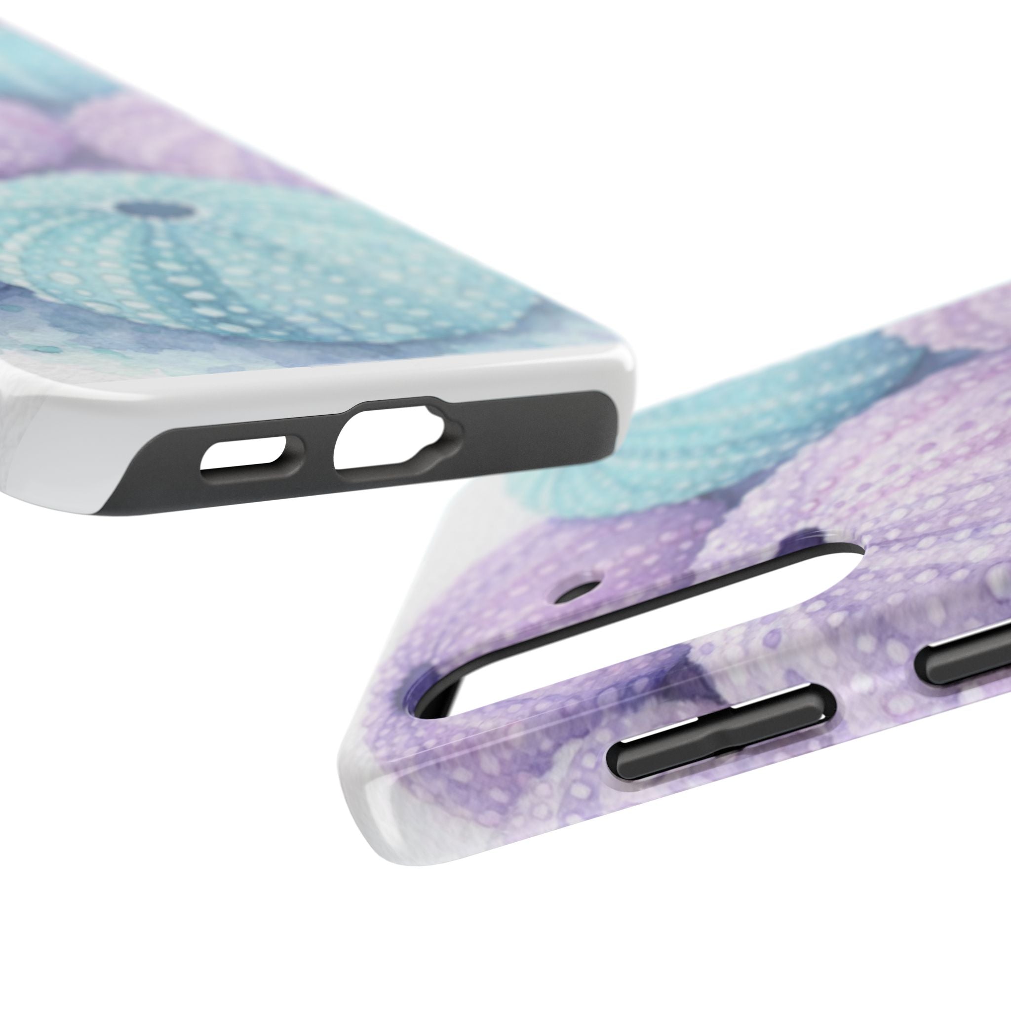 Sea Urchin Pattern Tough Phone Case — Pastel Aqua & Lavender Coastal Design