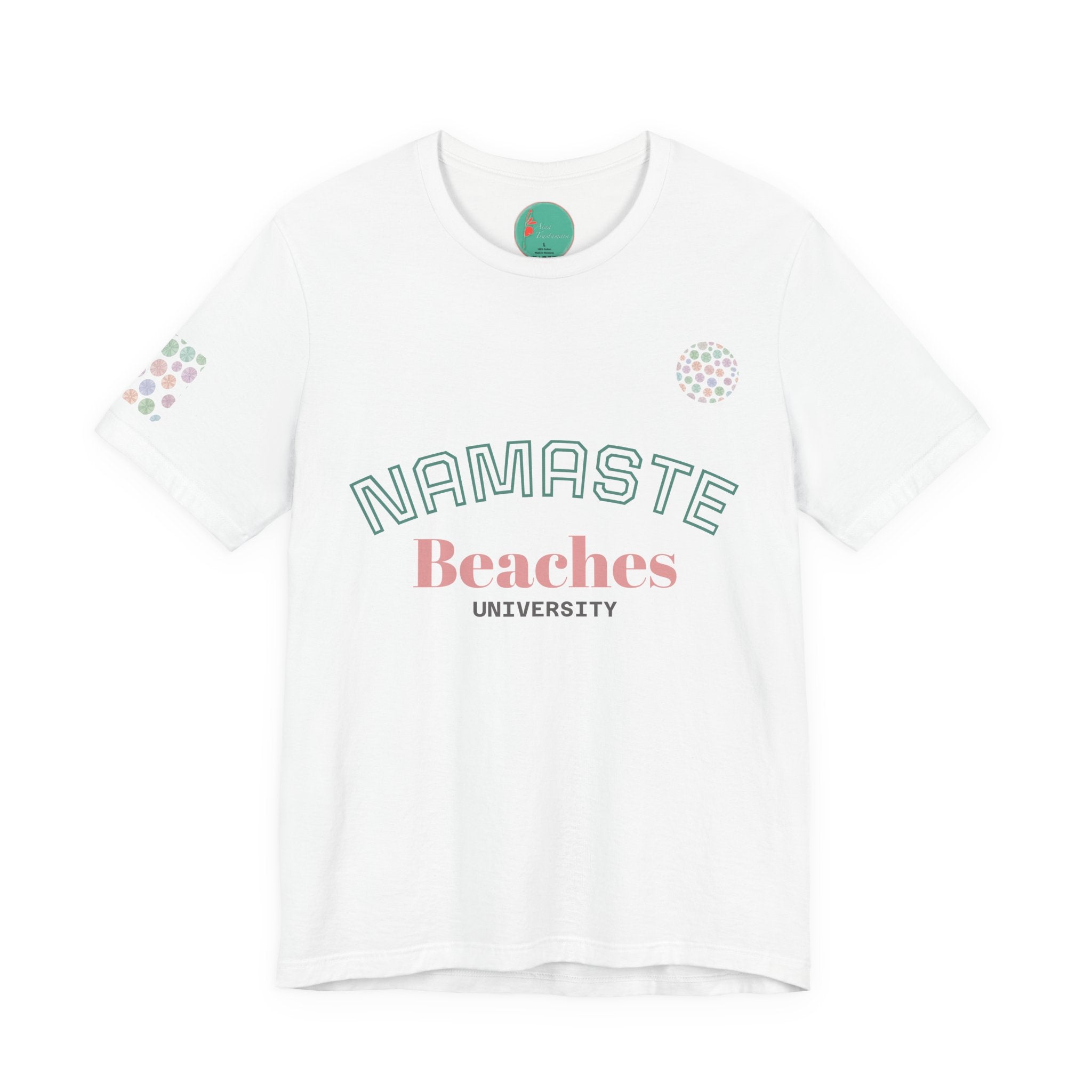 Namaste Beaches Watercolor T-Shirt — Sea Urchin Coastal Tee, by Aina Trastamara