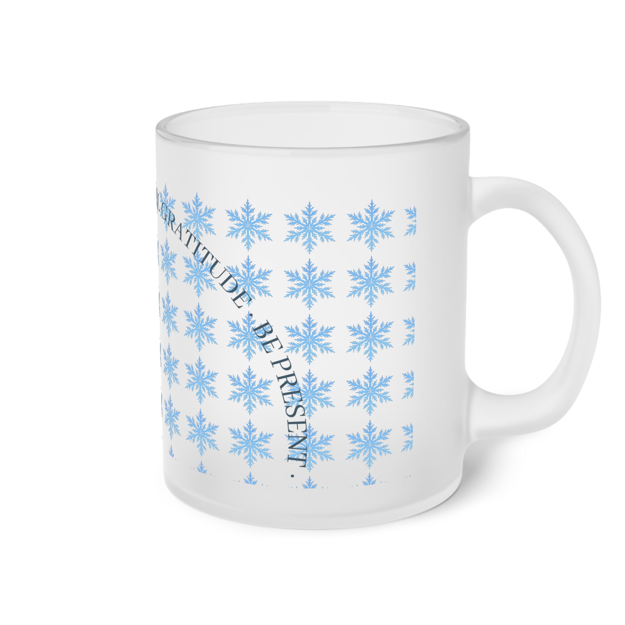 Intentional — Frosted Glass Mug  — Snowflakes Coffee Cup