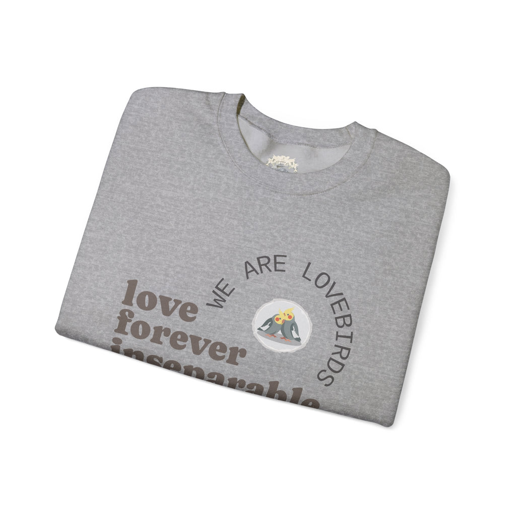 Cockatiel Couples Sweatshirt — "Love Forever Inseparable" Cute Bird Lover Crewneck — Couple names & date customizable