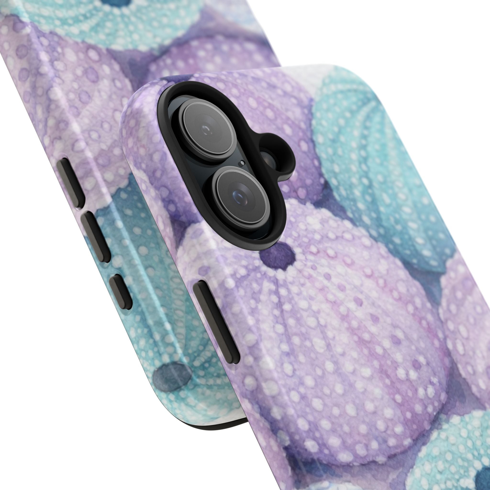 Sea Urchin Pattern Tough Phone Case — Pastel Aqua & Lavender Coastal Design