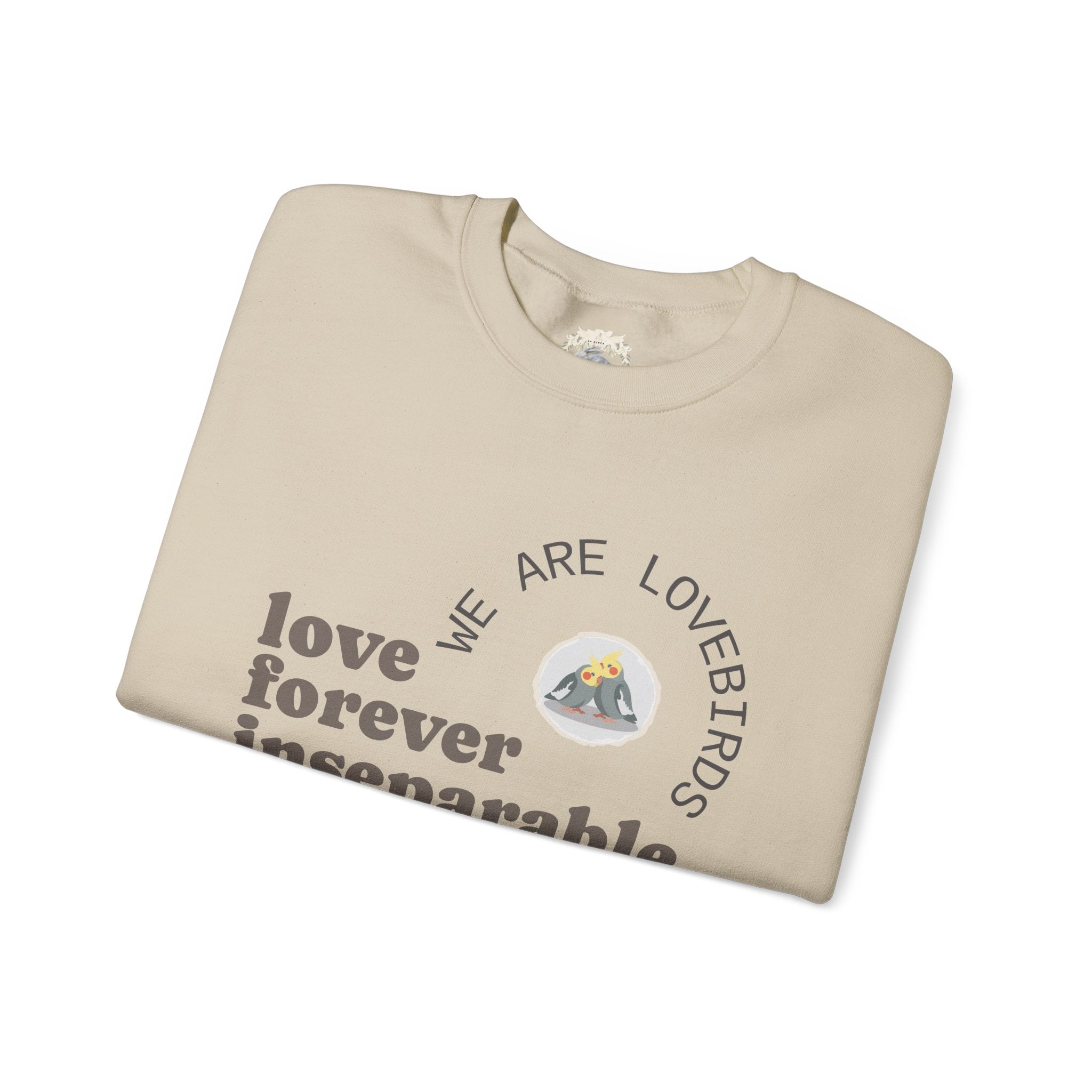Cockatiel Couples Sweatshirt — "Love Forever Inseparable" Cute Bird Lover Crewneck — Couple names & date customizable