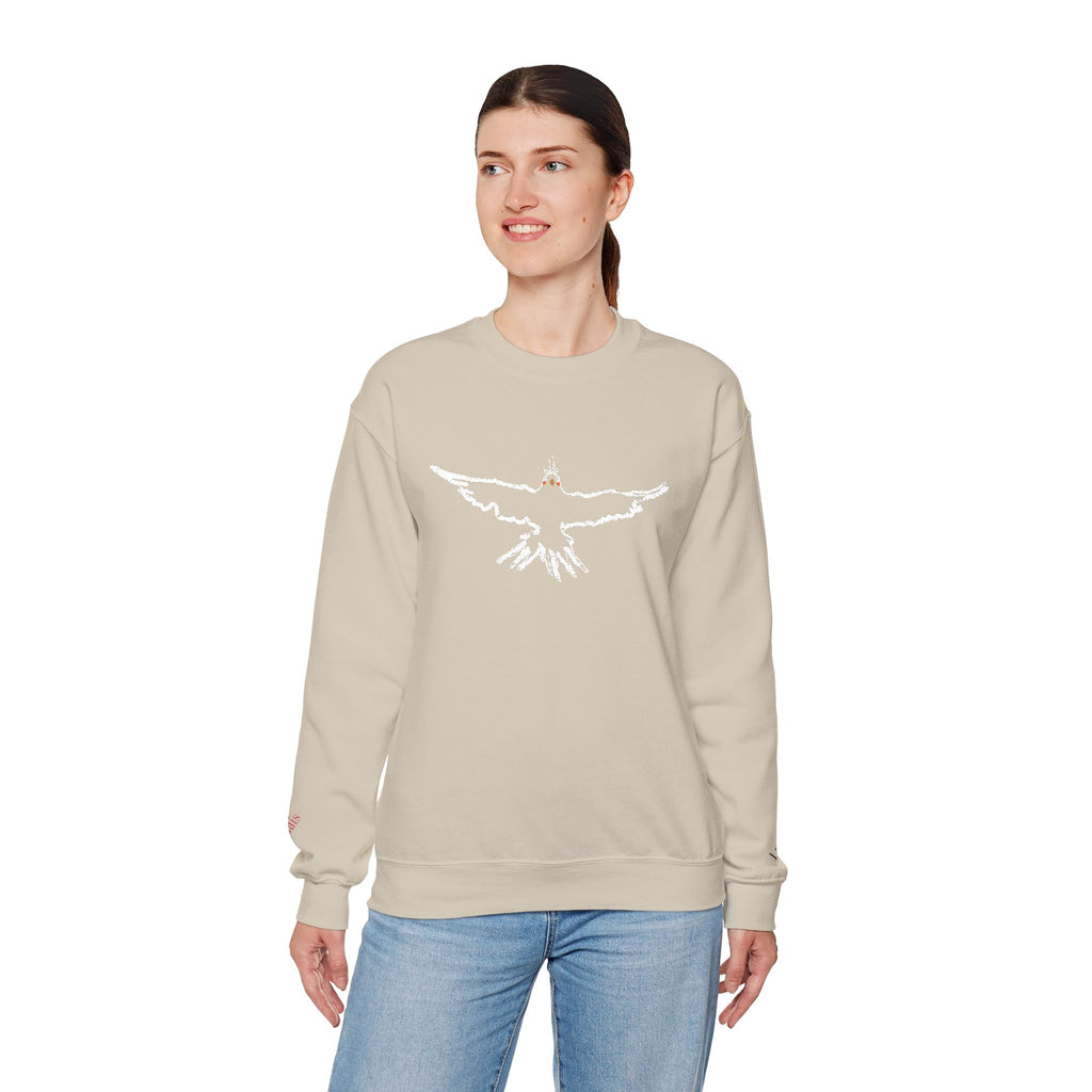 Unisex Heavy Blend™ Crewneck Sweatshirt – Minimalist Flying Cockatiel Design | Gildan 18000 Bird Lover Apparel