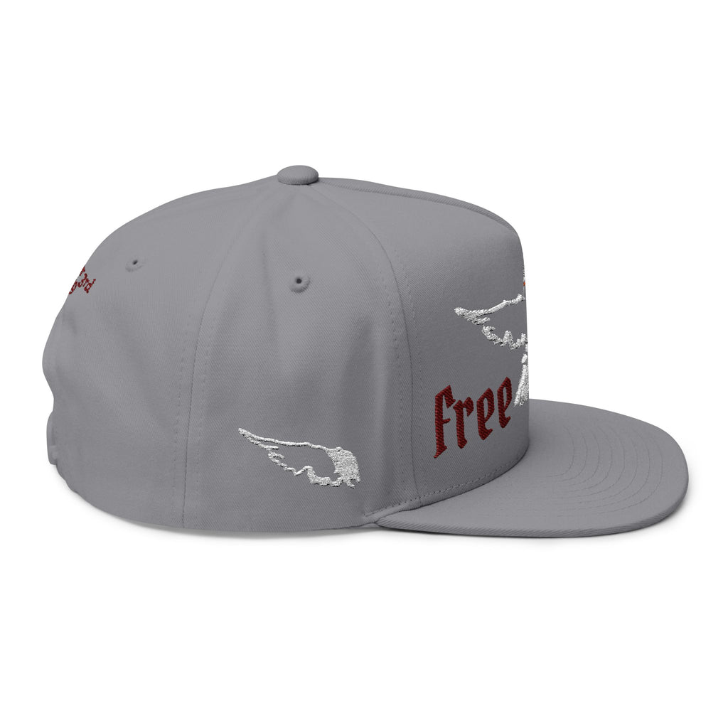 Flat Bill Cap — 'Free Born' Embroidered Bird Snapback (Custom Date & Text Option)