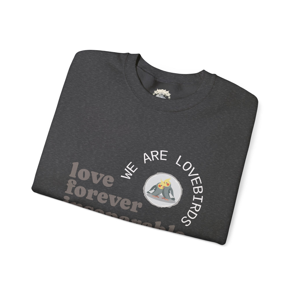 Cockatiel Couples Sweatshirt — "Love Forever Inseparable" Cute Bird Lover Crewneck — Couple names & date customizable