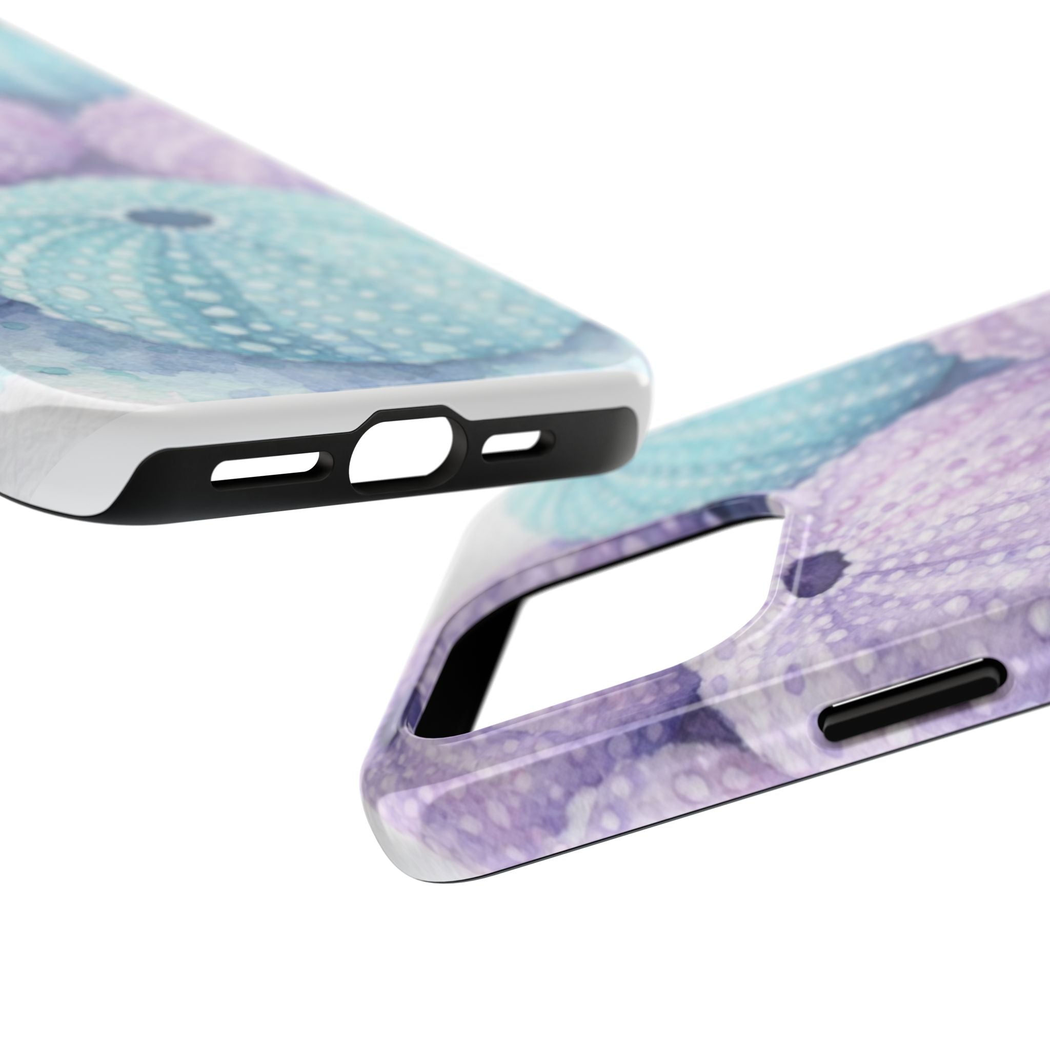 Sea Urchin Pattern Tough Phone Case — Pastel Aqua & Lavender Coastal Design