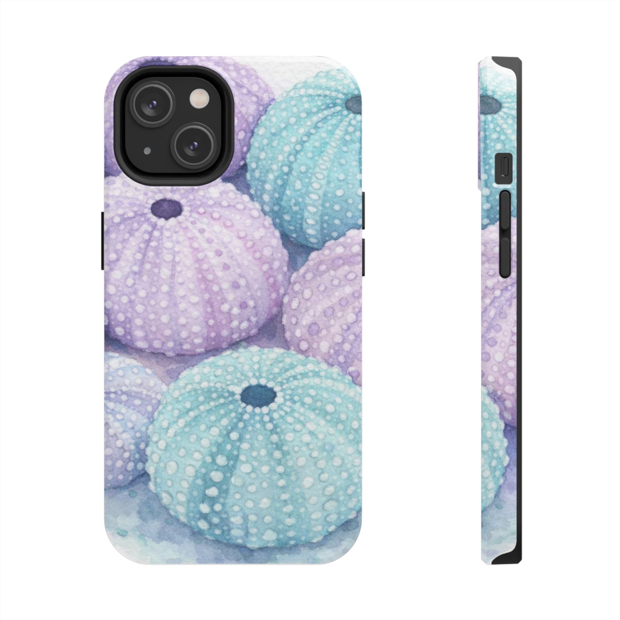 Sea Urchin Pattern Tough Phone Case — Pastel Aqua & Lavender Coastal Design