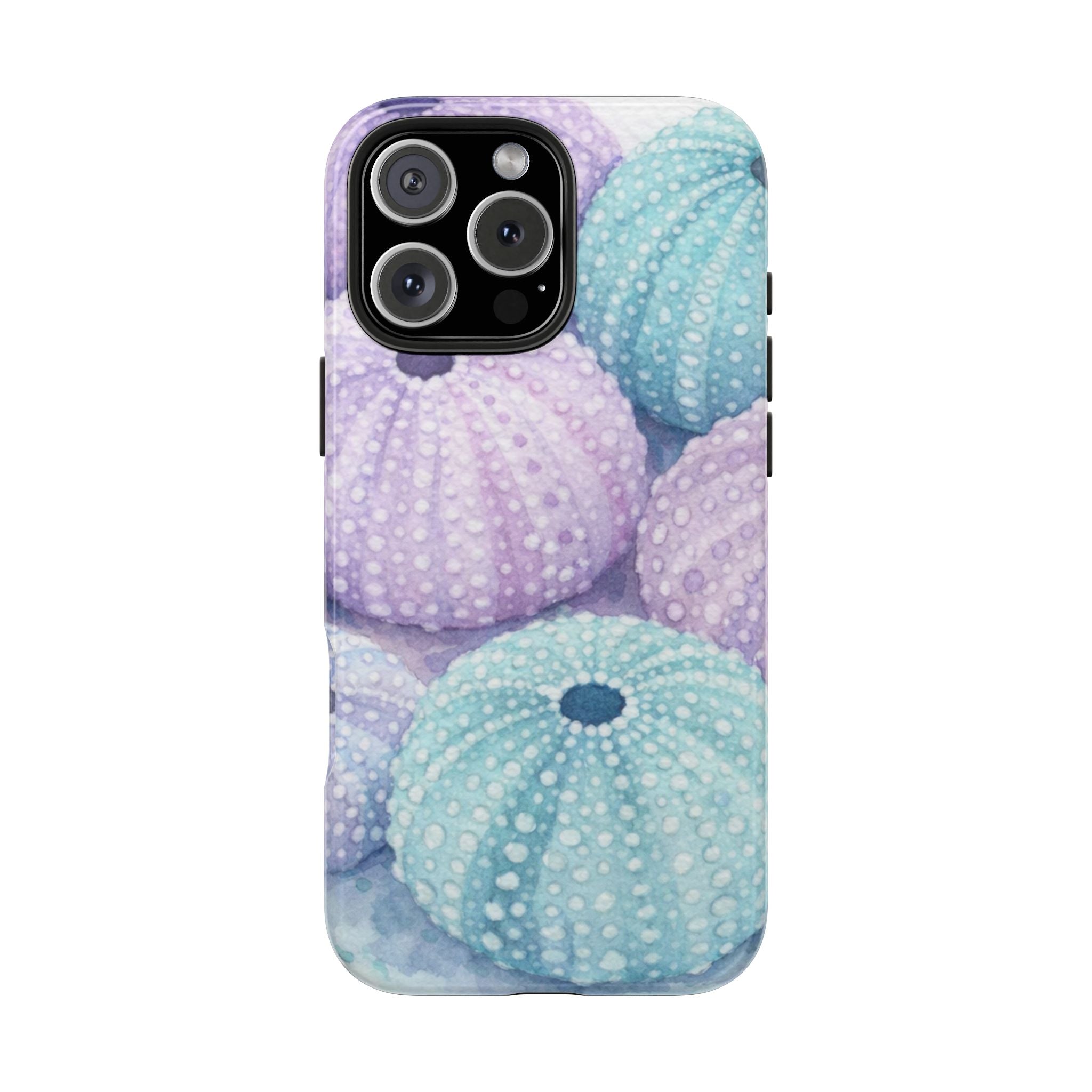 Sea Urchin Pattern Tough Phone Case — Pastel Aqua & Lavender Coastal Design