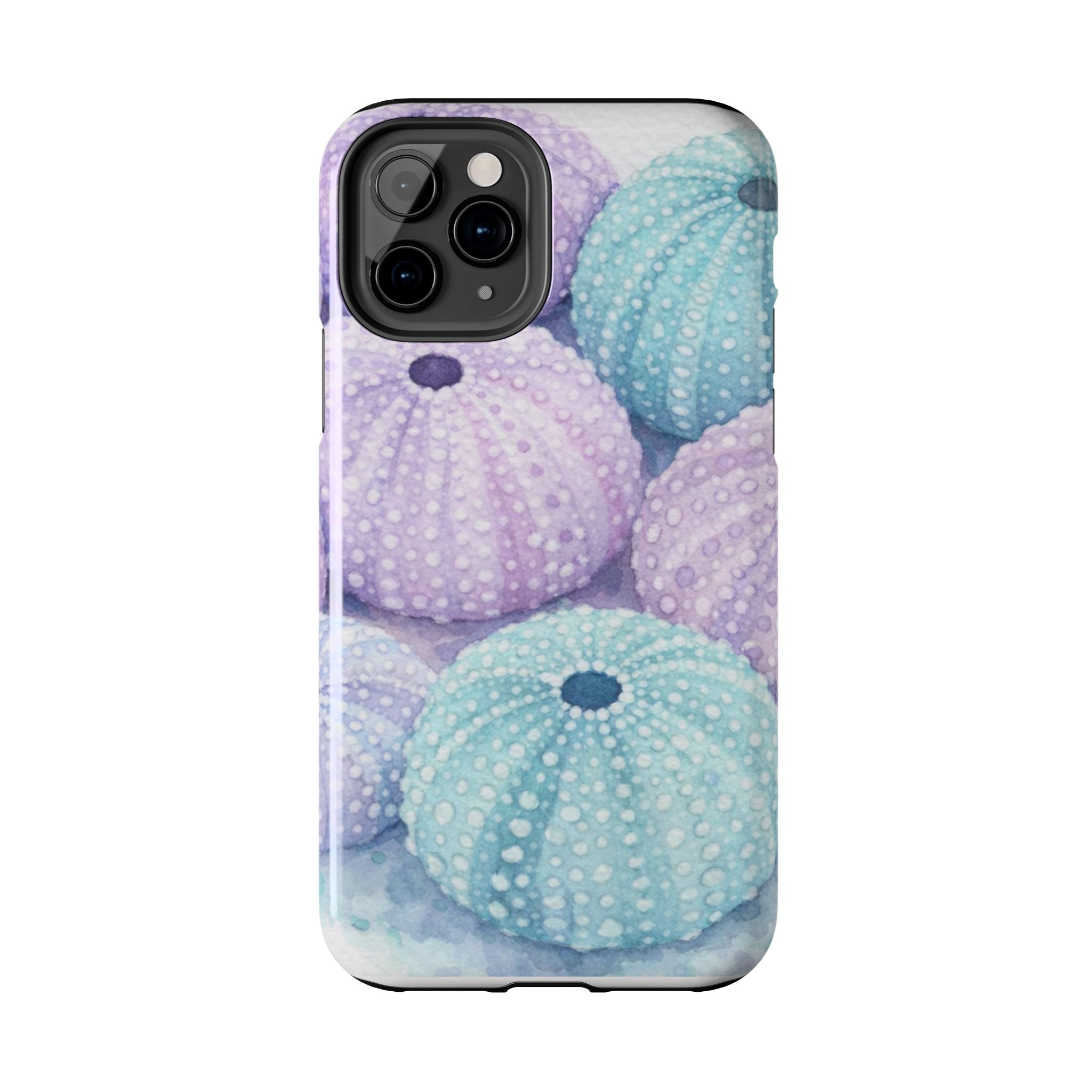 Sea Urchin Pattern Tough Phone Case — Pastel Aqua & Lavender Coastal Design