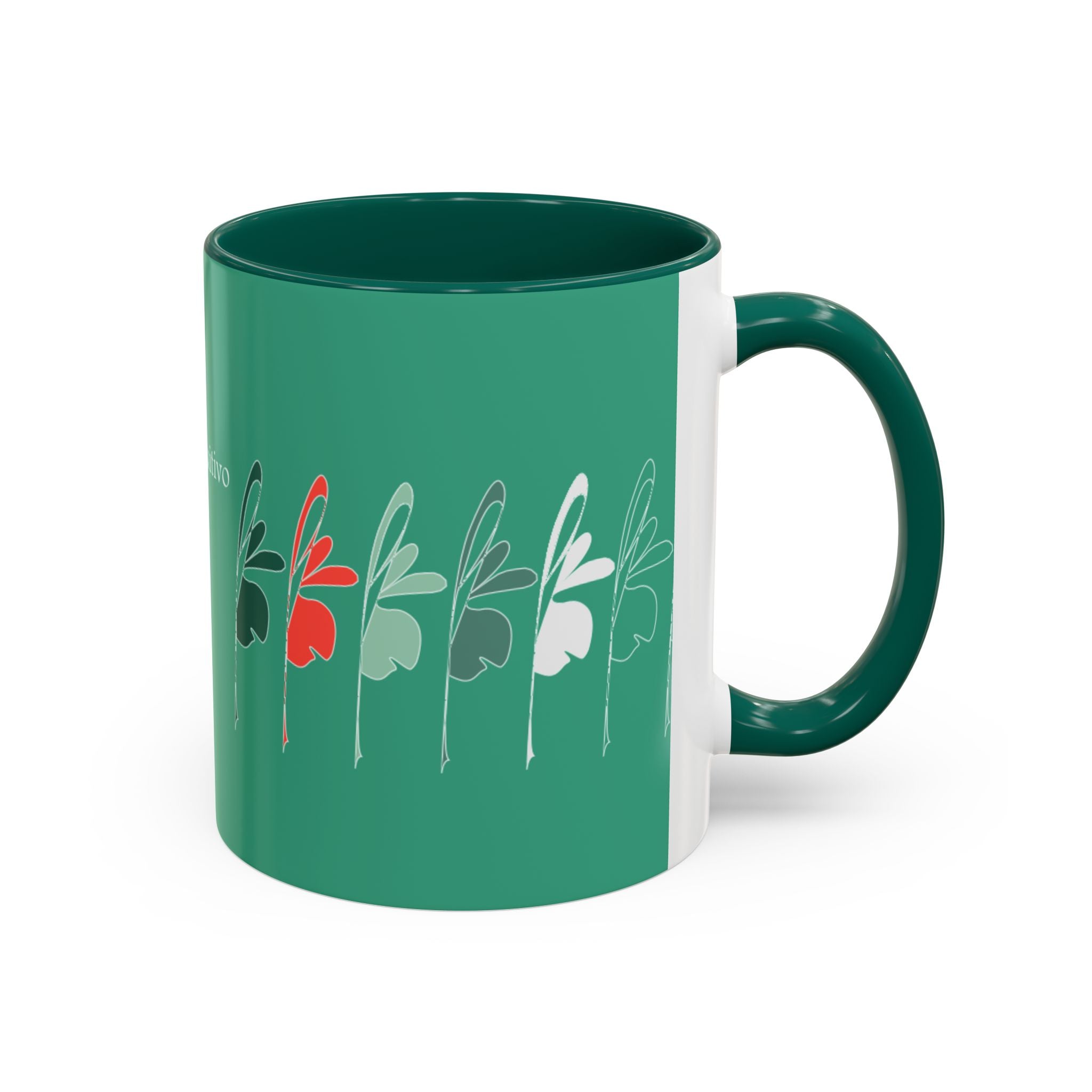 Green Floral Pattern Mug — Colorful Botanical 11oz & 15oz Ceramic