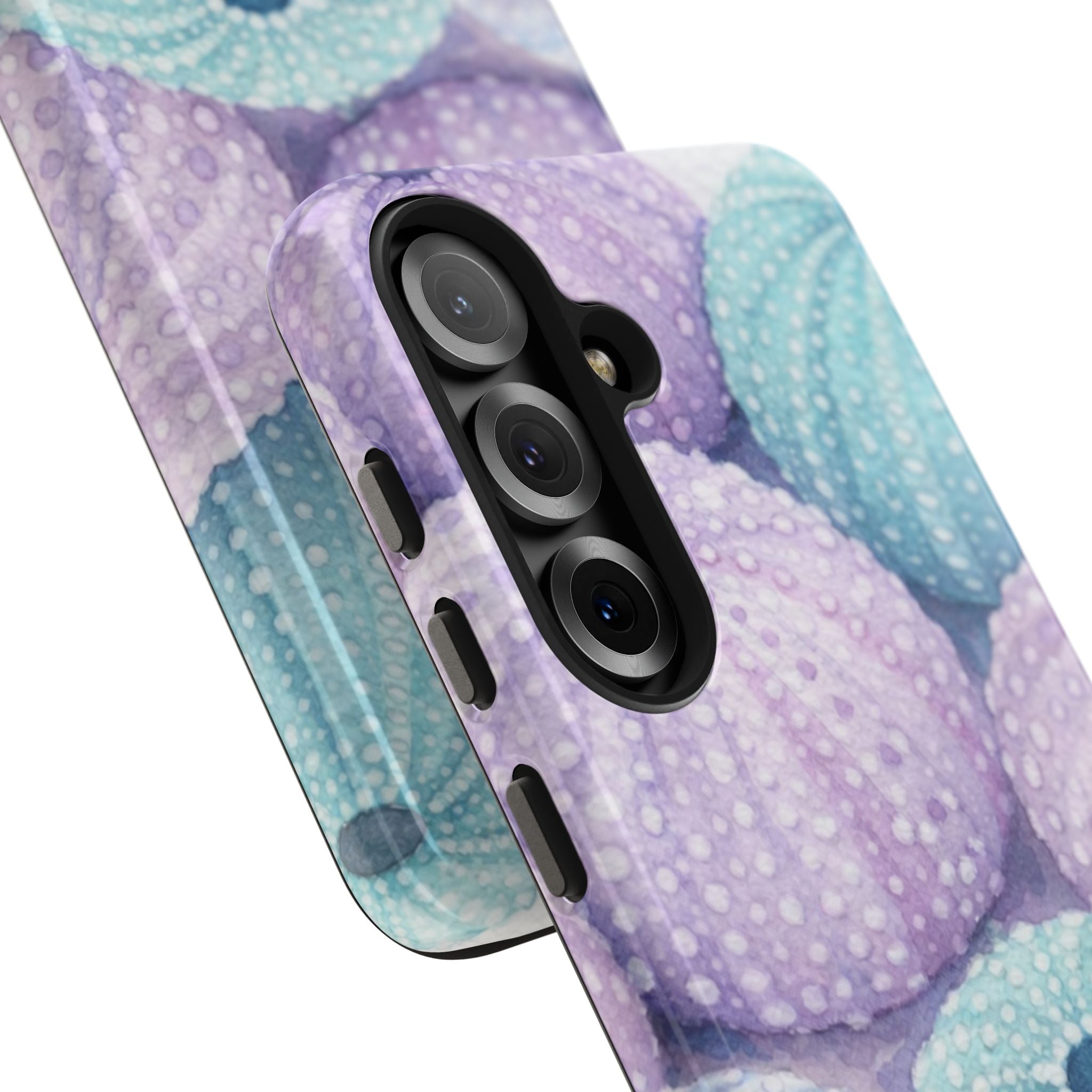 Sea Urchin Pattern Tough Phone Case — Pastel Aqua & Lavender Coastal Design