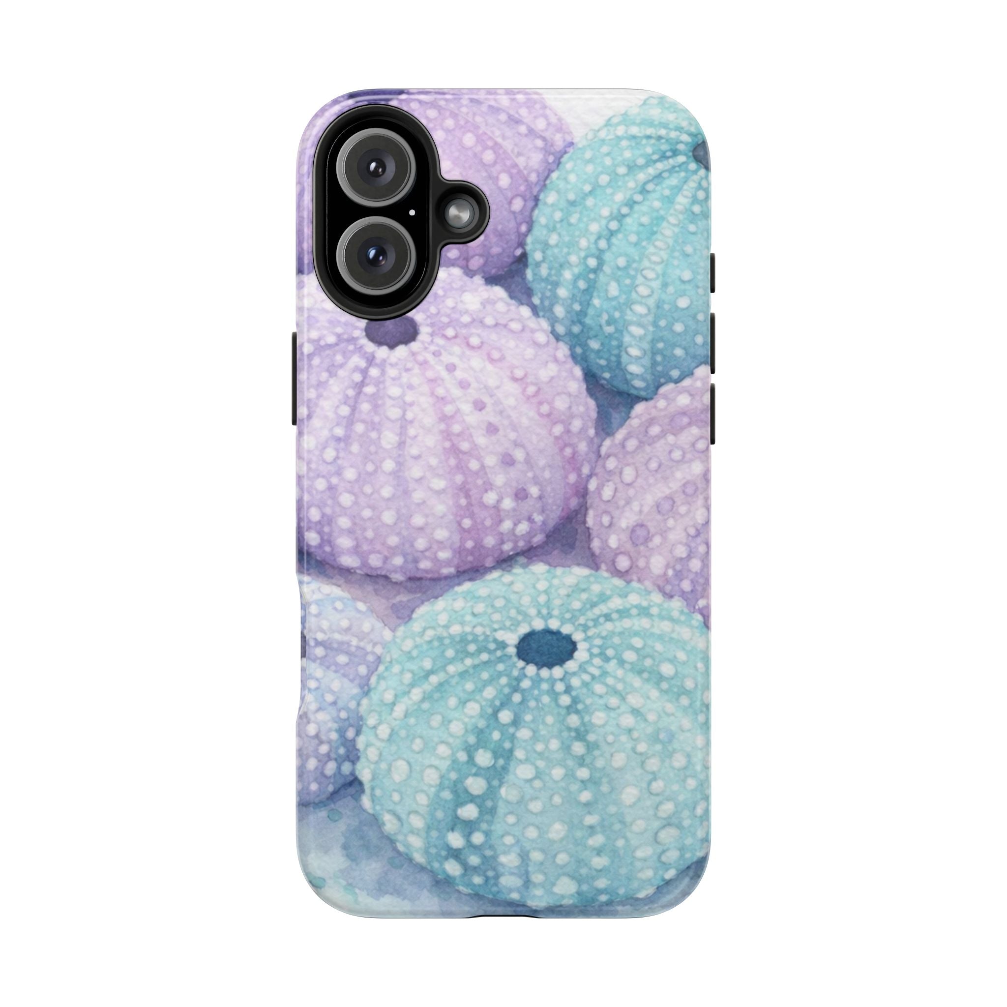 Sea Urchin Pattern Tough Phone Case — Pastel Aqua & Lavender Coastal Design