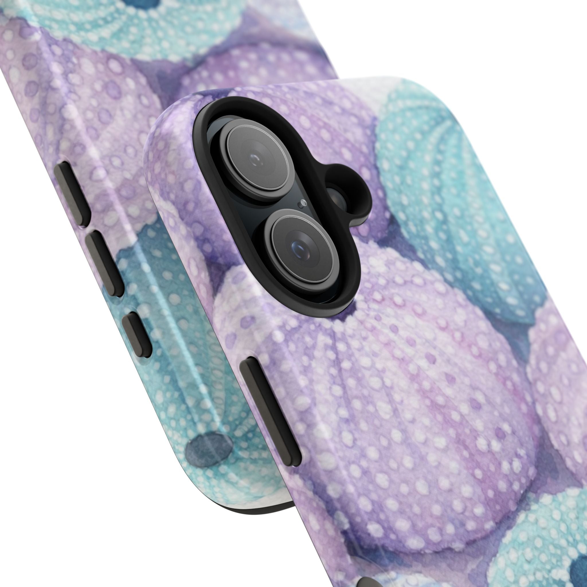 Sea Urchin Pattern Tough Phone Case — Pastel Aqua & Lavender Coastal Design