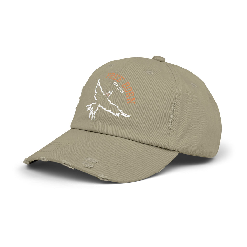 Born Free Distressed Baseball Cap — Vintage Bird Graphic Hat
